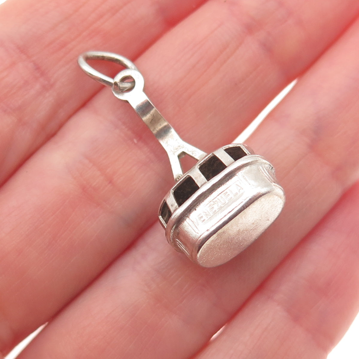 925 Sterling Silver Vintage Caracas Gondola 3D Mini Charm Pendant