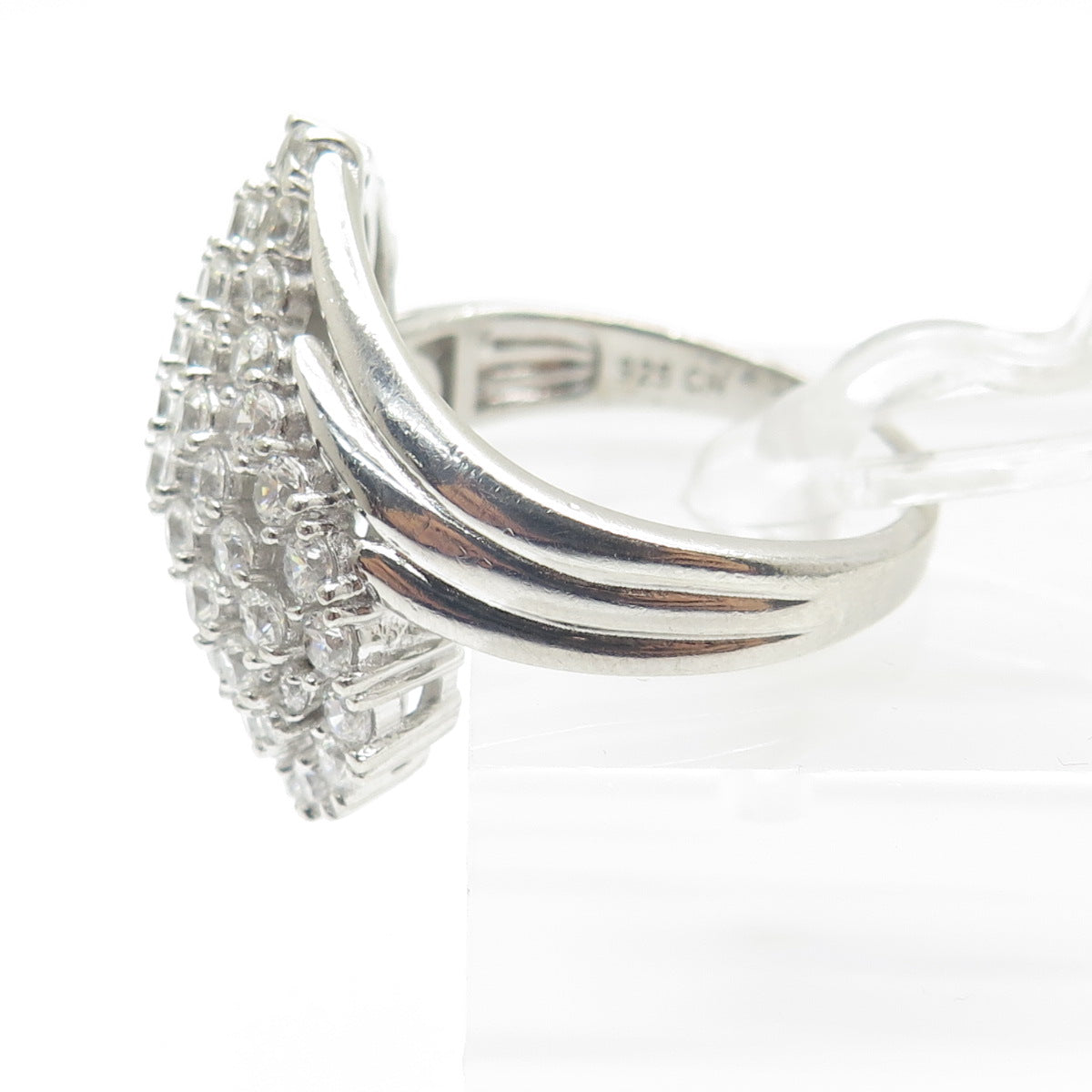 925 Sterling Silver Round-Cut C Z Bypass Ring Size 10
