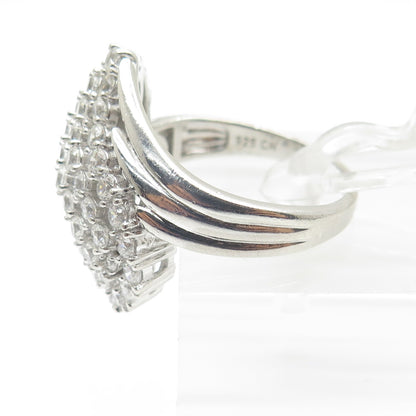 925 Sterling Silver Round-Cut C Z Bypass Ring Size 10