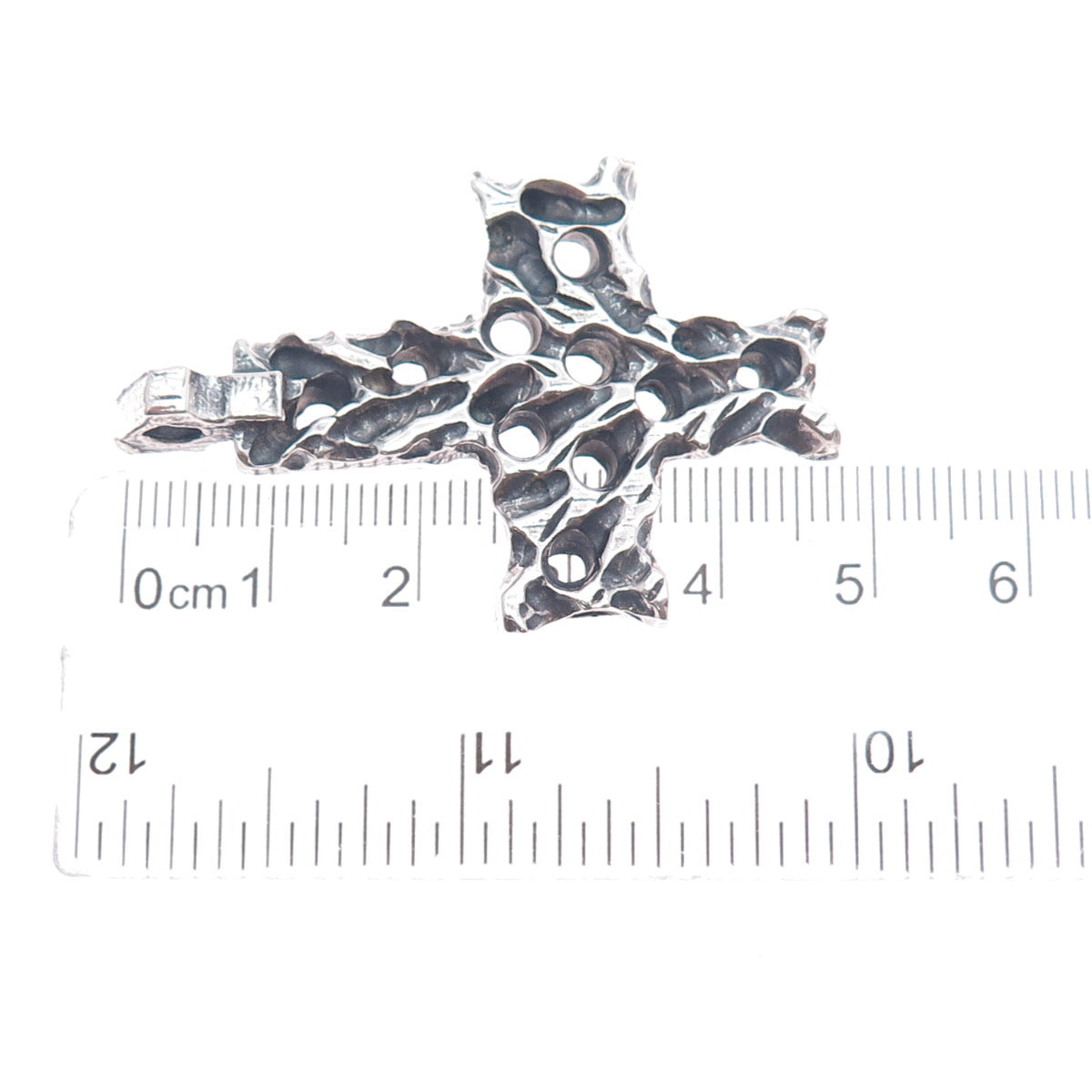 925 Sterling Silver Vintage Modernist Cross Oxidized Charm Pendant