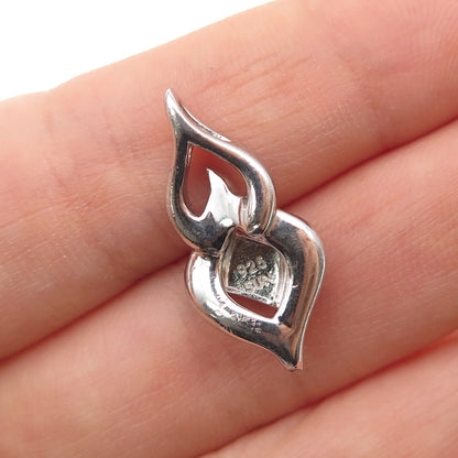 SUN 925 Sterling Silver Real Black & White Diamond Mini Slide Charm Pendant