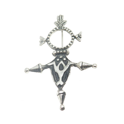 925 Sterling Silver Vintage African Inaranganak Croix Touareg Pin Brooch