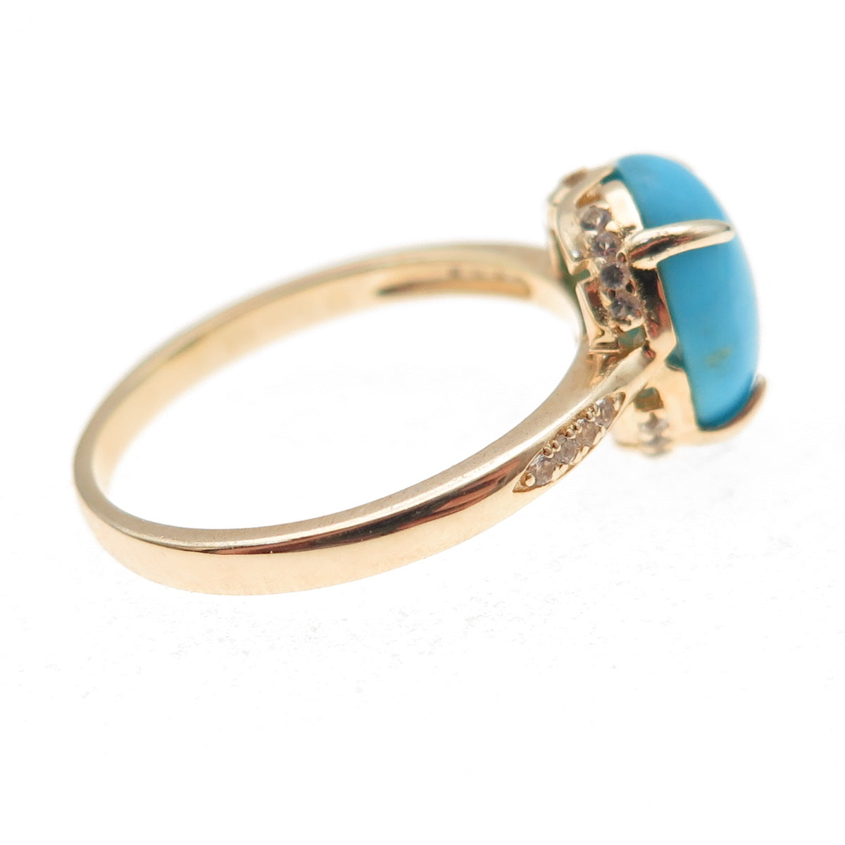 Tehya Oyama 925 Sterling Silver Gold Plated Real Turquoise & Topaz Ring Size 8