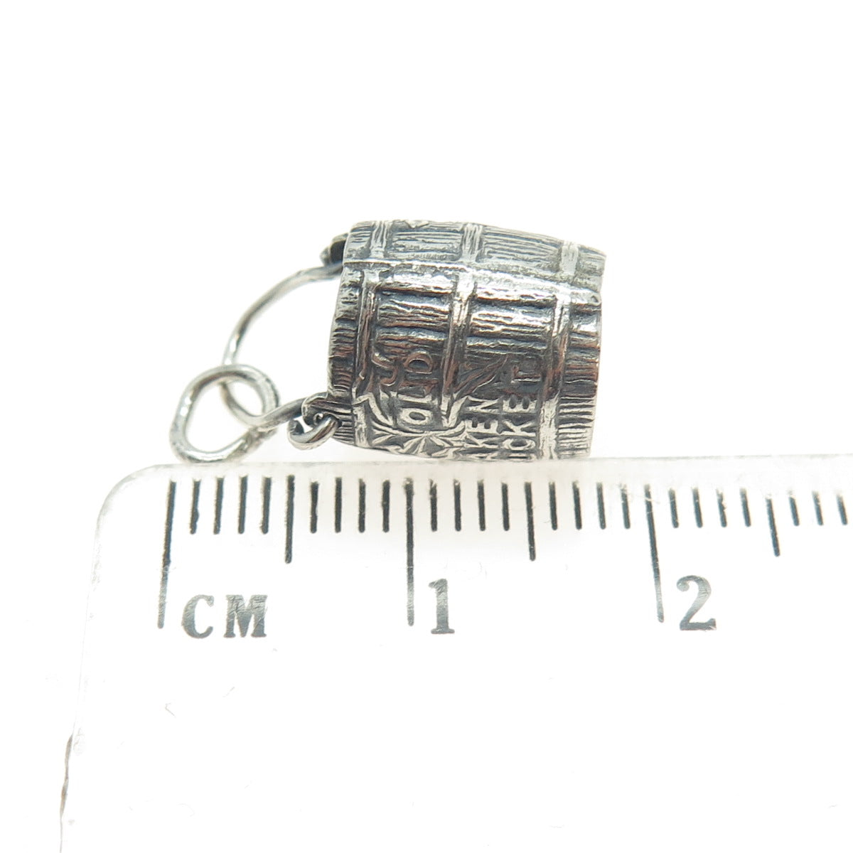 J.M. FISHER 925 Sterling Silver Antique Art Deco Old Oaken Bucket Mini Pendant