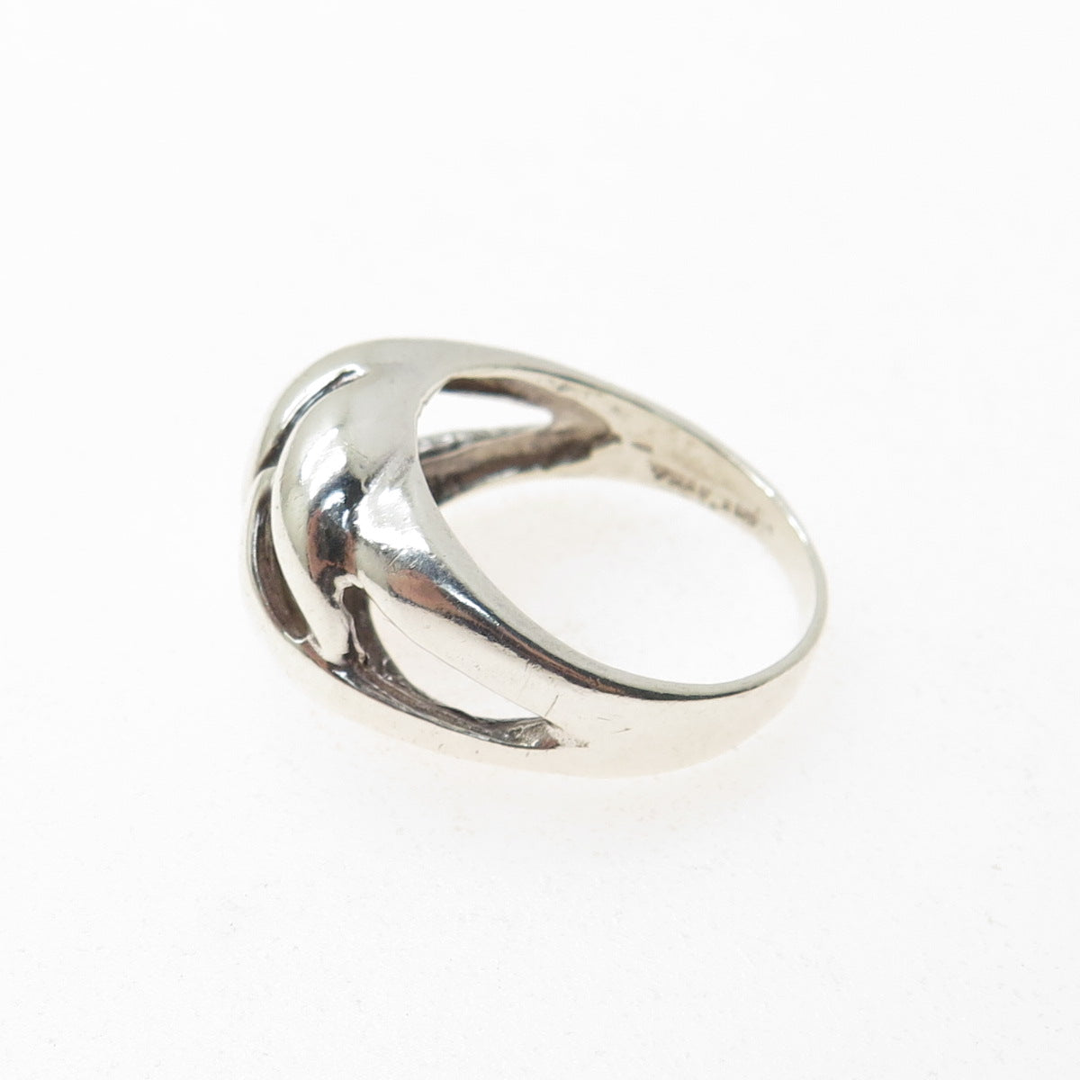925 Sterling Silver Vintage Modernist Oxidized Ring Size 7.75