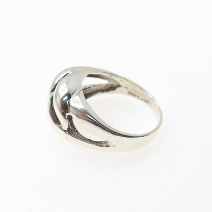 925 Sterling Silver Vintage Modernist Oxidized Ring Size 7.75