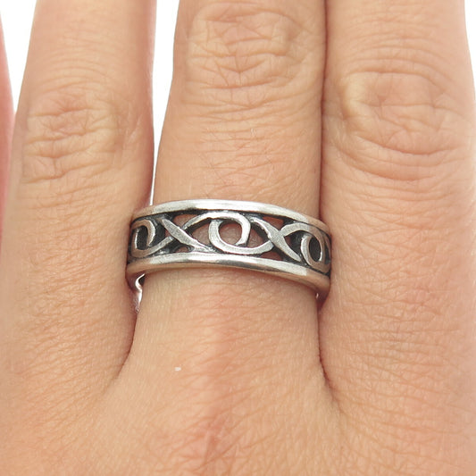 925 Sterling Silver Vintage Infinity Link Band Ring Size 9.5