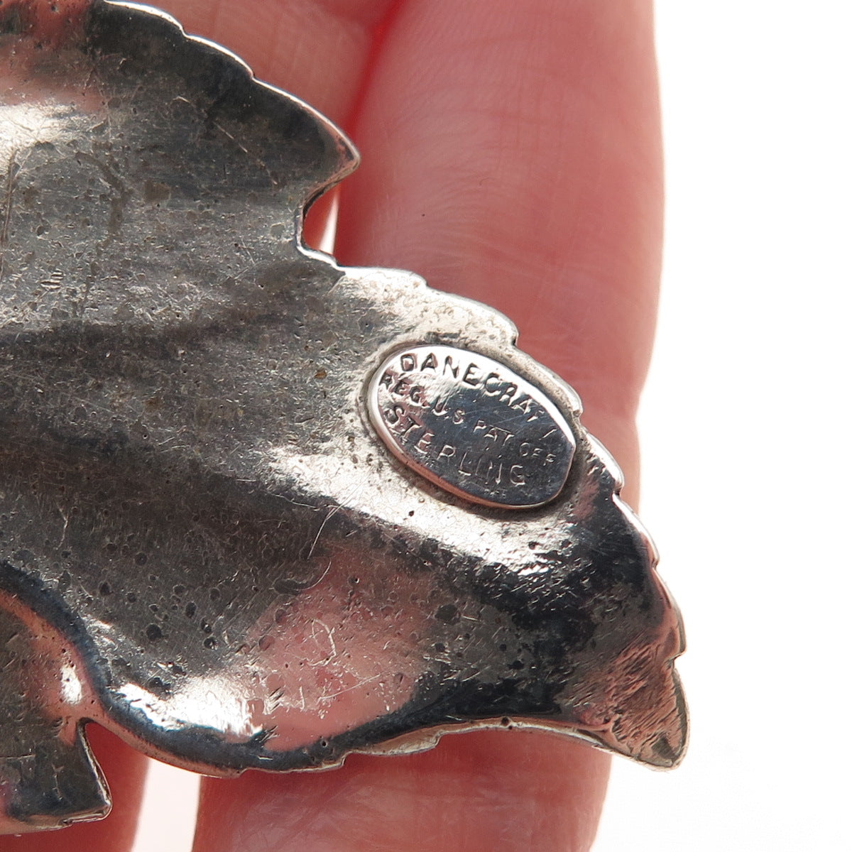 Danecraft 925 Sterling Silver Vintage Floral Leaf Oxidized Pin Brooch