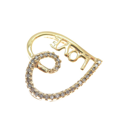 925 Sterling Silver 18K Gold Plated Real Diamond Love Always Heart Mini Pendant