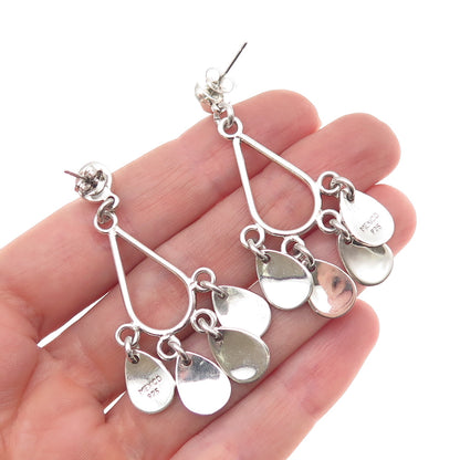 925 Sterling Silver Vintage Mexico Modernist Teardrop Dangle Earrings