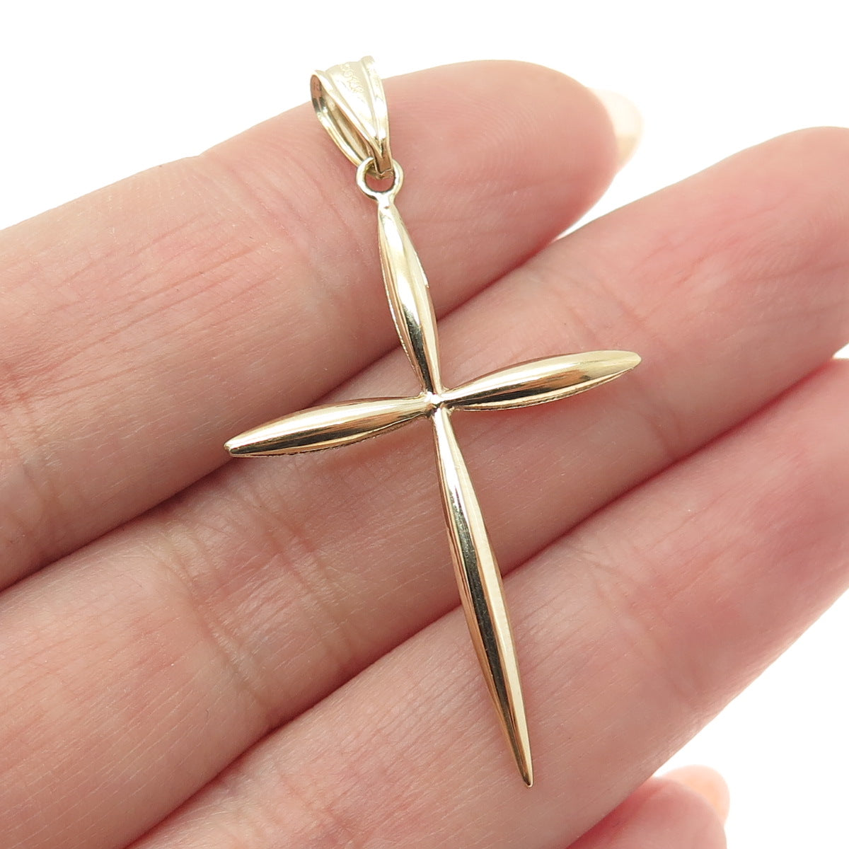 14K Yellow Gold Cross Religious Charm Pendant