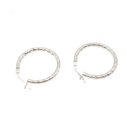 HAN 925 Sterling Silver Vintage Diamond-Cut Hoop Earrings