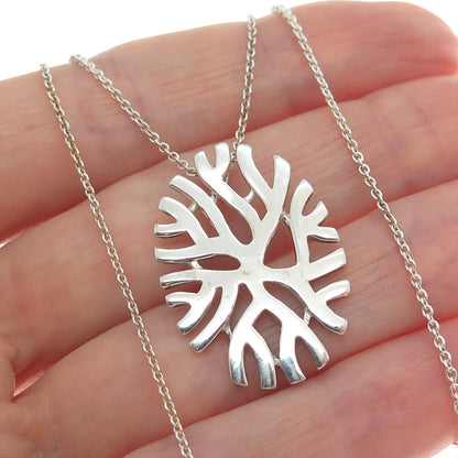 925 Sterling Silver Italy Modernist Coral Reef Cable Chain Necklace 18"