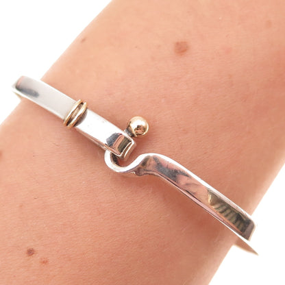 Tiffany & Co. 925 Sterling Silver 18K Gold Vintage Hook Eye Bangle Bracelet 6.5"
