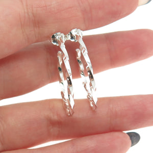 925 Sterling Silver Twisted Hoop Earrings