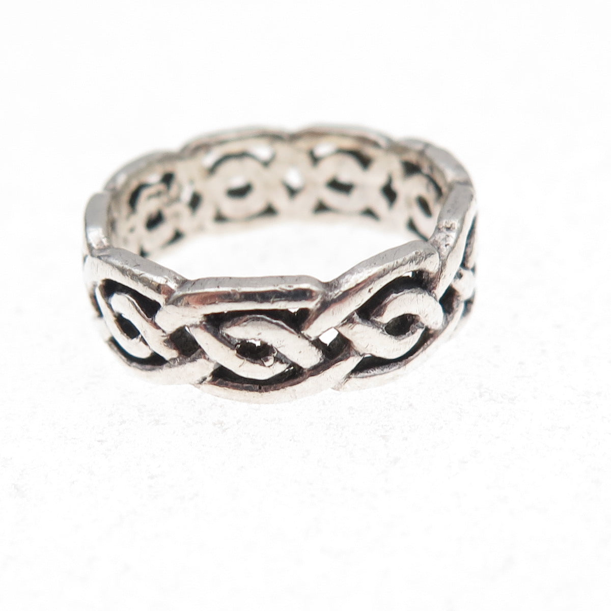Peter Stone 925 Sterling Silver Vintage Celtic Knot Oxidized Band Ring Size 3.75