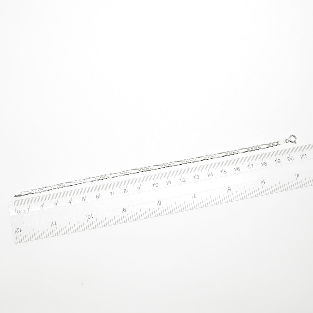 925 Sterling Silver Vintage Italy Figaro Link Bracelet 8"