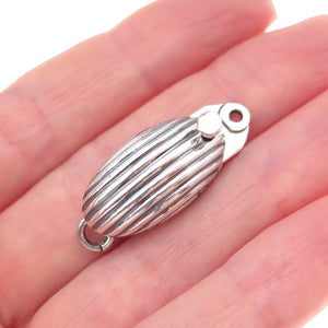 925 Sterling Silver Vintage CII Mexico Bracelet / Necklace Ribbed Box Lock Clasp