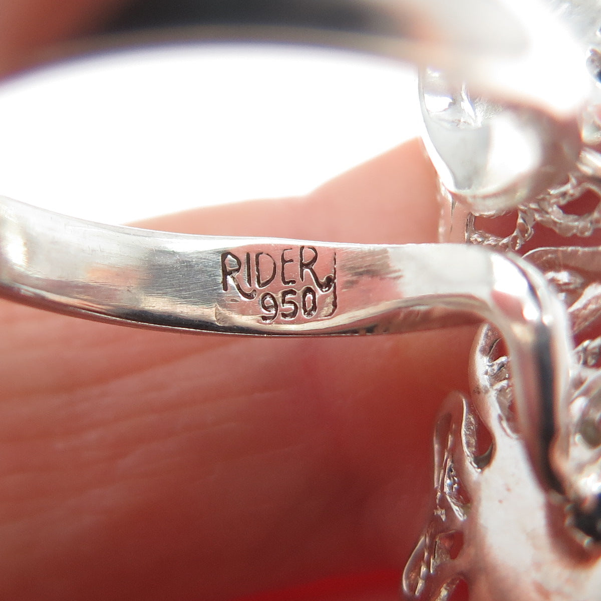 RIDER 950 Silver Vintage Real Turquoise Flower Blossom Bypass Ring Size 7