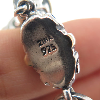 ZINA 14K Gold 925 Sterling Silver Vintage Modernist Spiral Beads Bracelet 7.25"