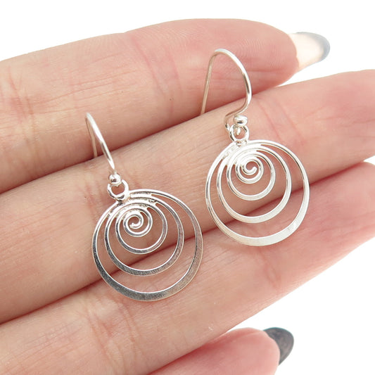 925 Sterling Silver Spiral Drop Dangling Earrings