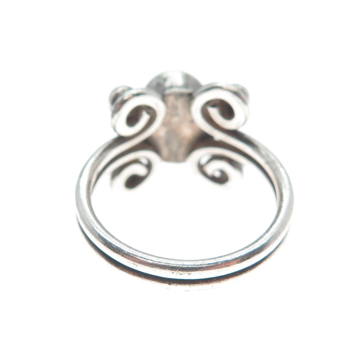 925 Sterling Silver Vintage Real Rose Quartz Oxidized Ring Size 8.5