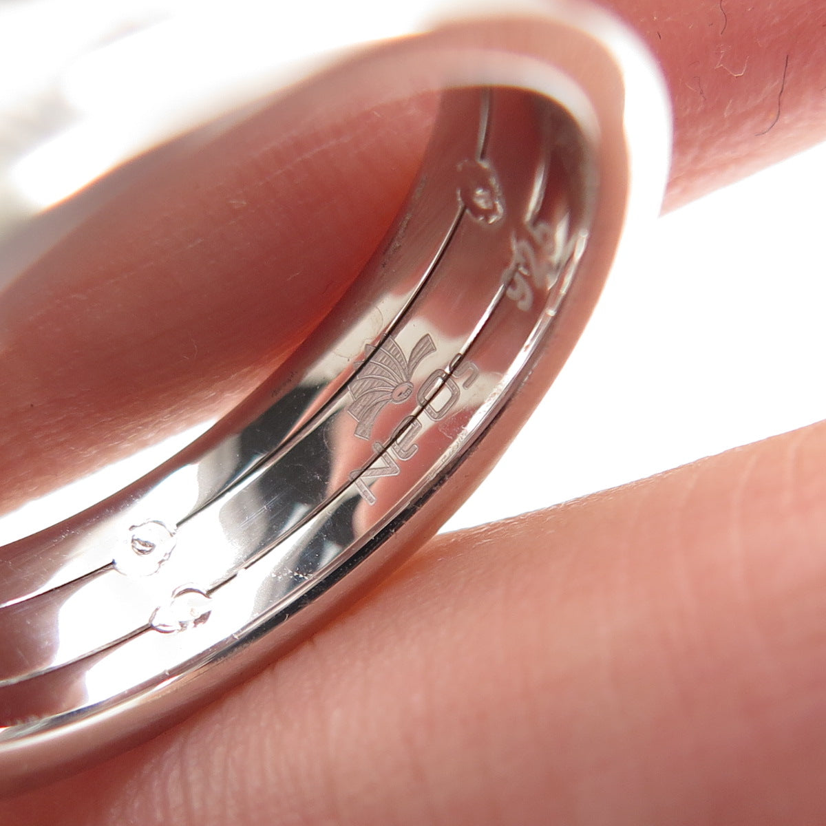 NEOS 925 Sterling Silver Textured Wave Band Ring Size 8.75