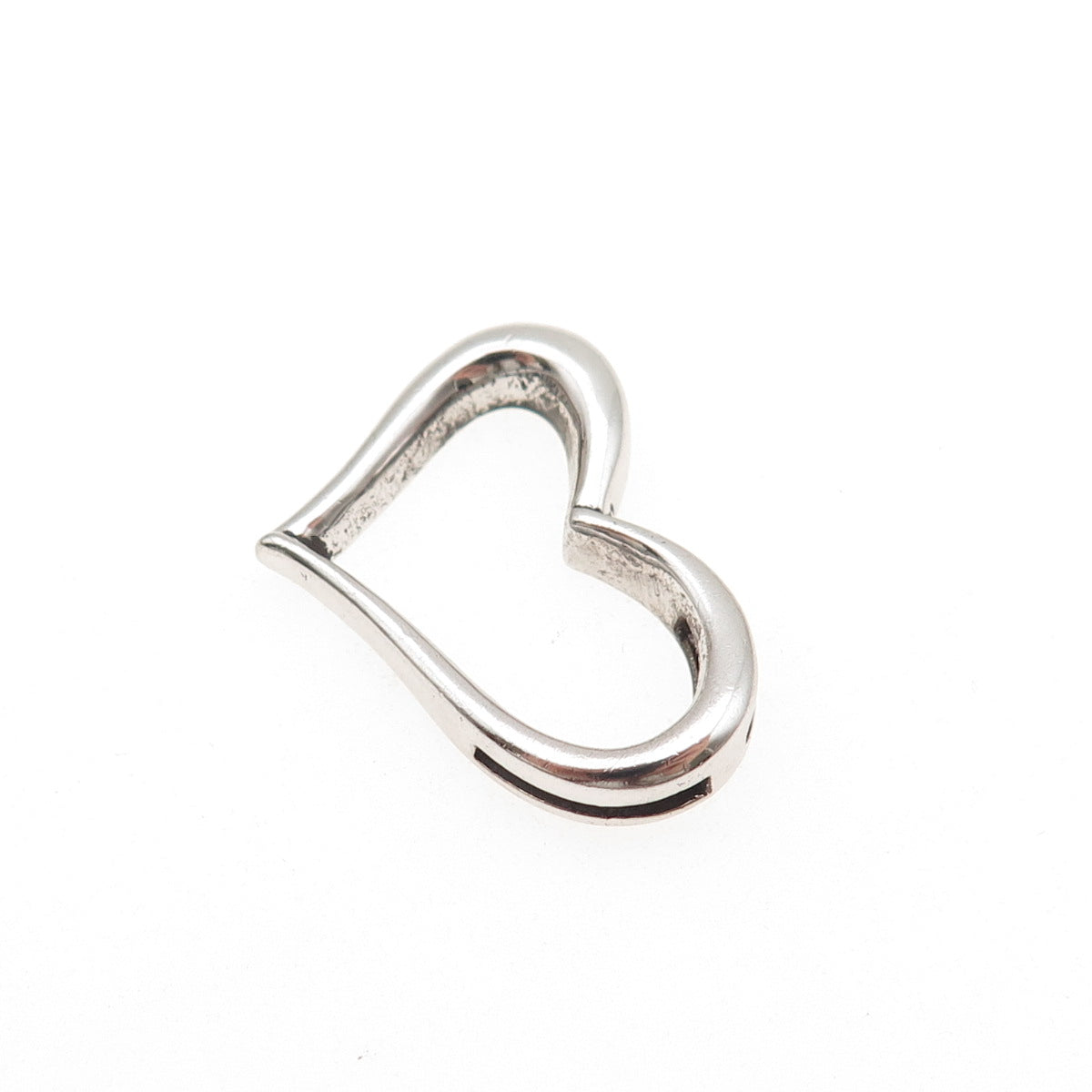 925 Sterling Silver Modernist Open Heart Slide Pendant