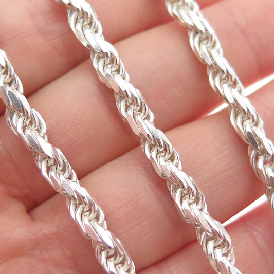 925 Sterling Silver Vintage Italy Twisted Rope Chain Necklace 20"