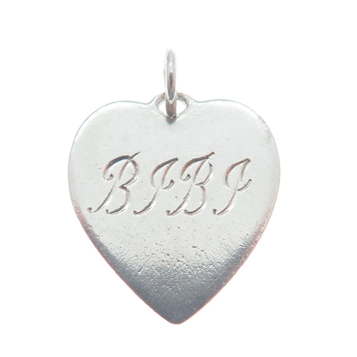 LEONORE DOSKOW 925 Sterling Silver Vintage Engraved Heart Mini Tag Charm Pendant