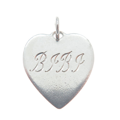 LEONORE DOSKOW 925 Sterling Silver Vintage Engraved Heart Mini Tag Charm Pendant