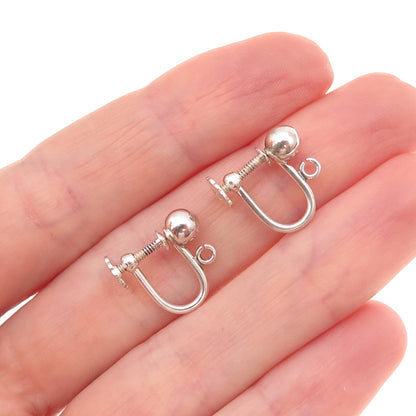 925 Sterling Silver Vintage Charm Holder Screw Back Earrings