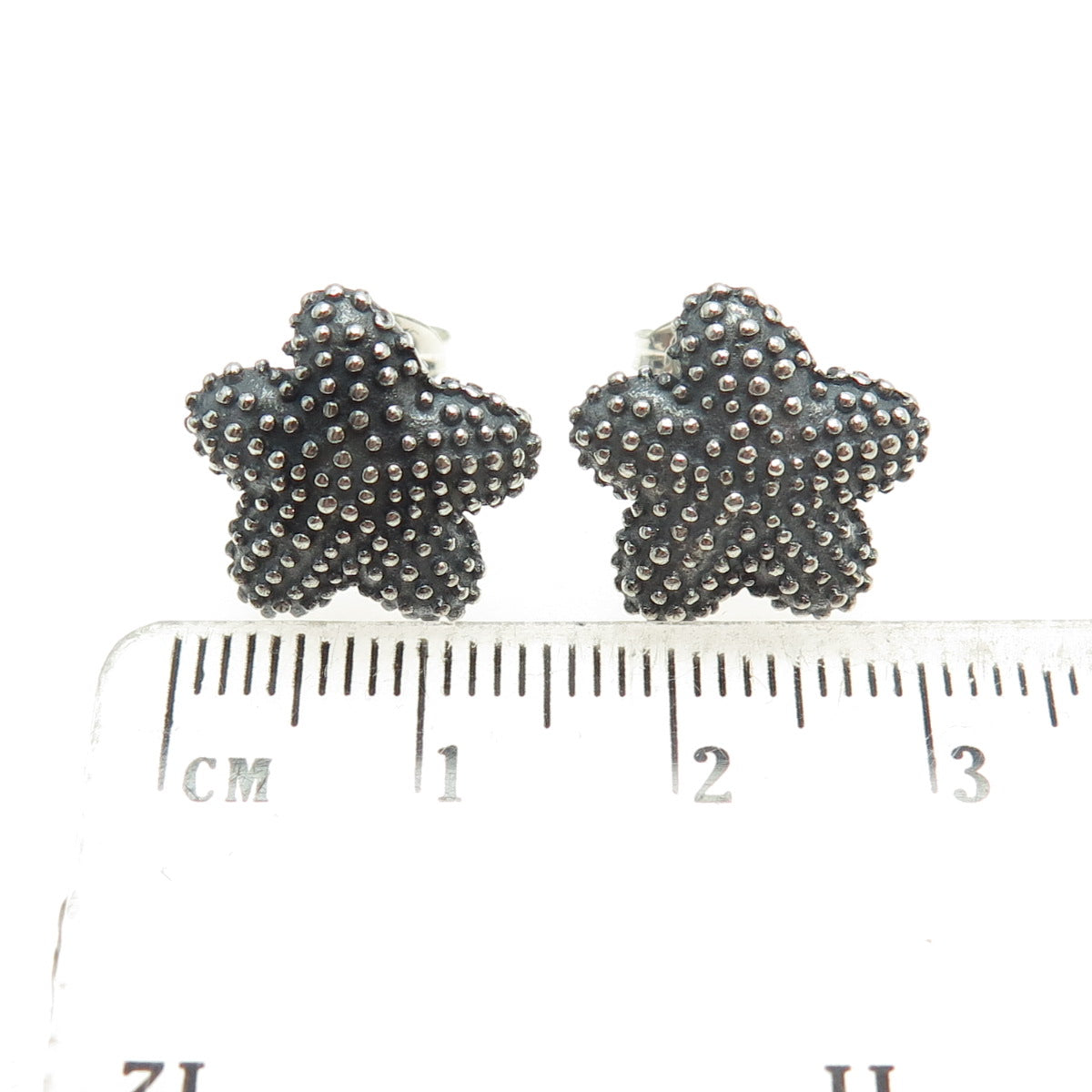 925 Sterling Silver Vintage Starfish Oxidized Earrings