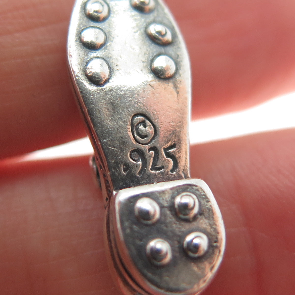 925 Sterling Silver Vintage Wedding Shoe Oxidized Minimalist 3D Charm Pendant