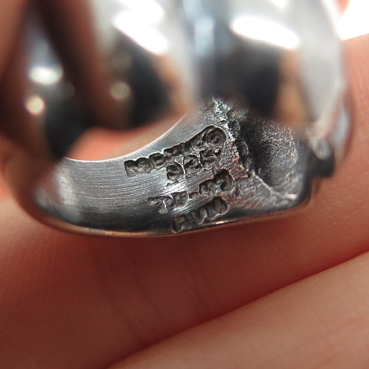 925 Sterling Silver Vintage Mexico Modernist Oxidized Ring Size 7.25
