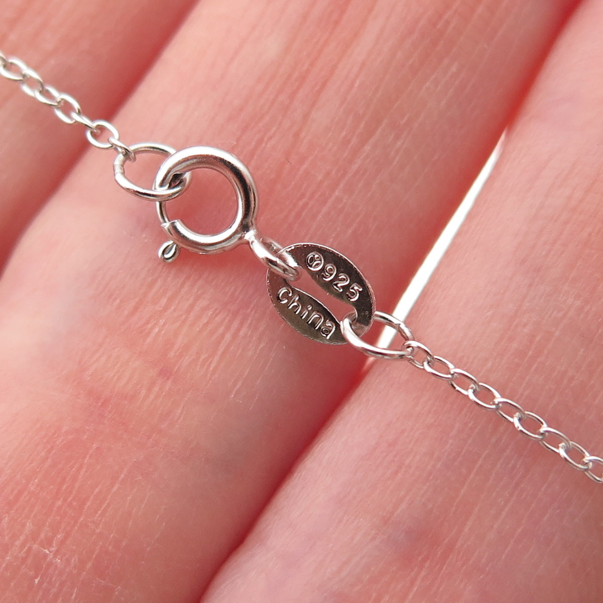 925 Sterling Silver Real Round-Cut Diamond Cable Chain Necklace 18"