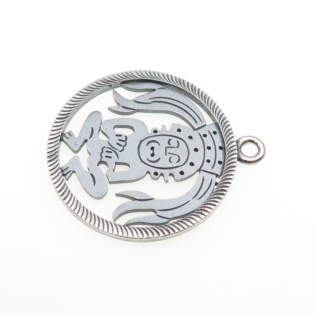 925 Sterling Silver Vintage Mexico Mayan God Oxidized Pendant