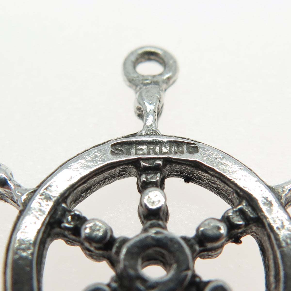 925 Sterling Silver Vintage Viking Ship Wheel Charm Pendant