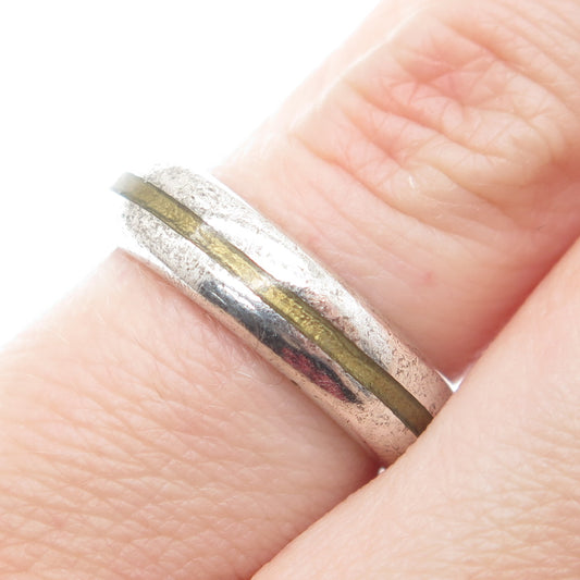 925 Sterling Silver Vintage Enamel Wedding Band Ring Size 5