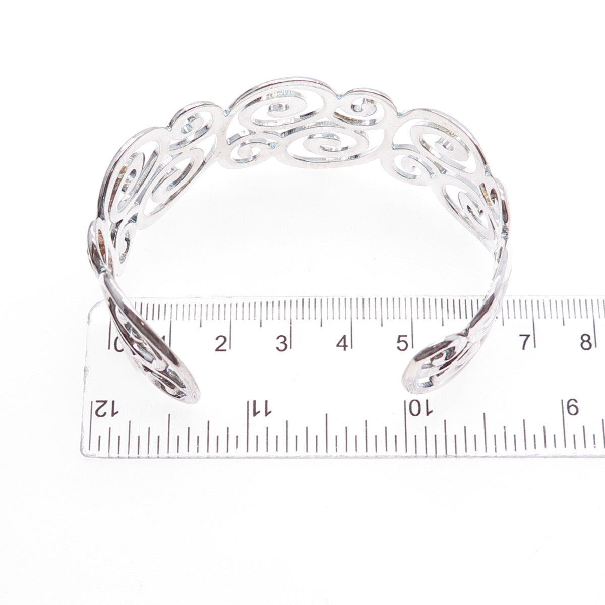 ROSS SIMONS 925 Sterling Silver Vintage Modernist Swirl Adjustable Bracelet 7"