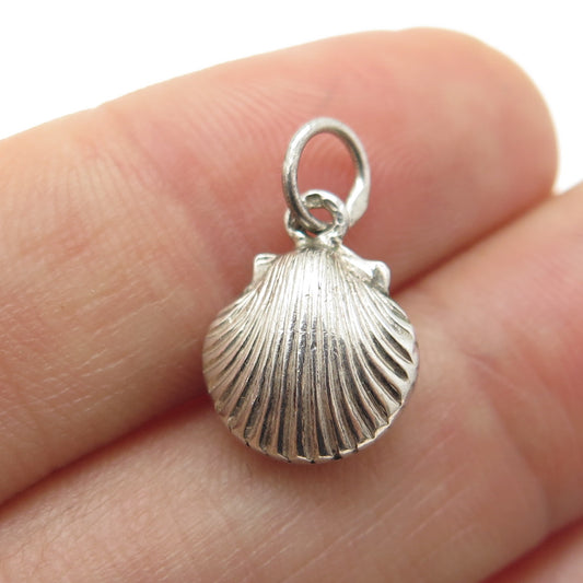 925 Sterling Silver Vintage Seashell Minimalist 3D Charm Pendant