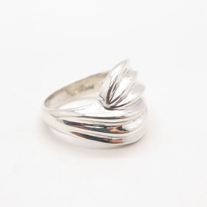 925 Sterling Silver Vintage Ribbed Ring Size 8.25