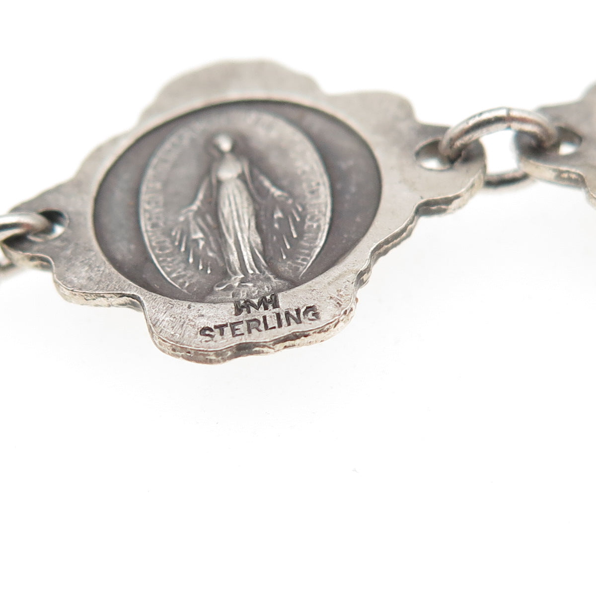 HMH Religious 925 Sterling Antique Art Deco Rose Bracelet 7.75" (missing lock)