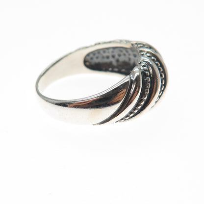 925 Sterling Silver Vintage Granulated Oxidized Dome Ring Size 9.25