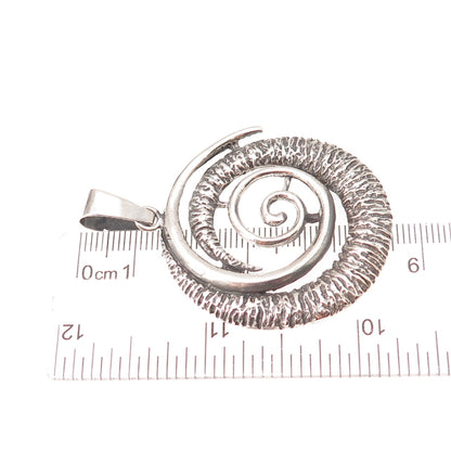 925 Sterling Silver Vintage Poland Modernist Spiral Oxidized Pendant