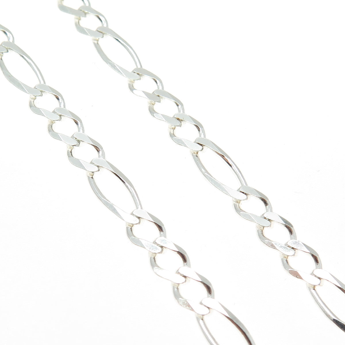 HAN 925 Sterling Silver Italy Figaro Chain Necklace 20"