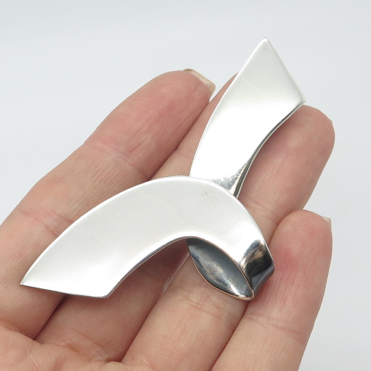 925 Sterling Silver Vintage Mexico Ribbon Pin Brooch