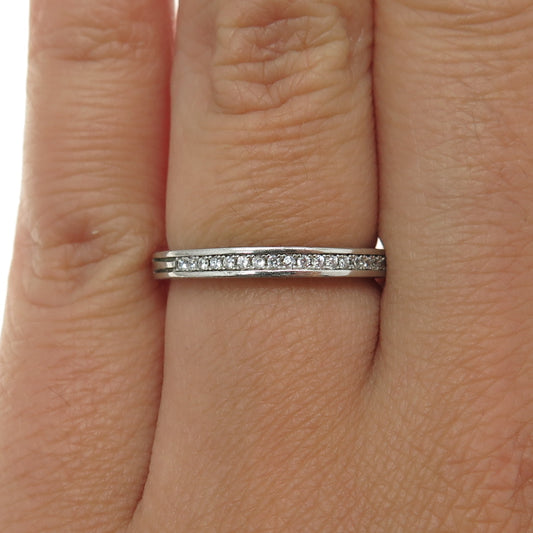 925 Sterling Silver Round-Cut C Z Half Eternity Ring Size 6.25