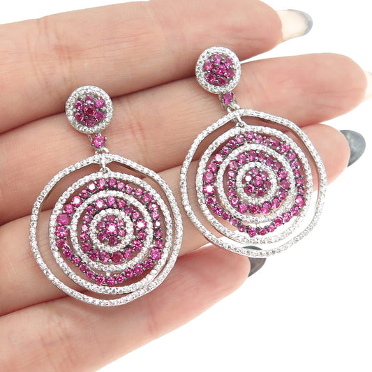 925 Sterling Silver Round-Cut Lab-Created Ruby & C Z Multi-Circle Earrings