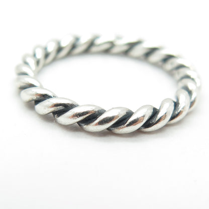 PANDORA 925 Sterling Silver Twisted Rope Oxidized Band Ring Size 8